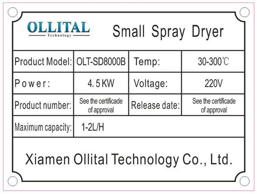 تجهیزات خشک کن اسپری آزمایشگاهی 2L 220V-450V 1 سال گارانتی